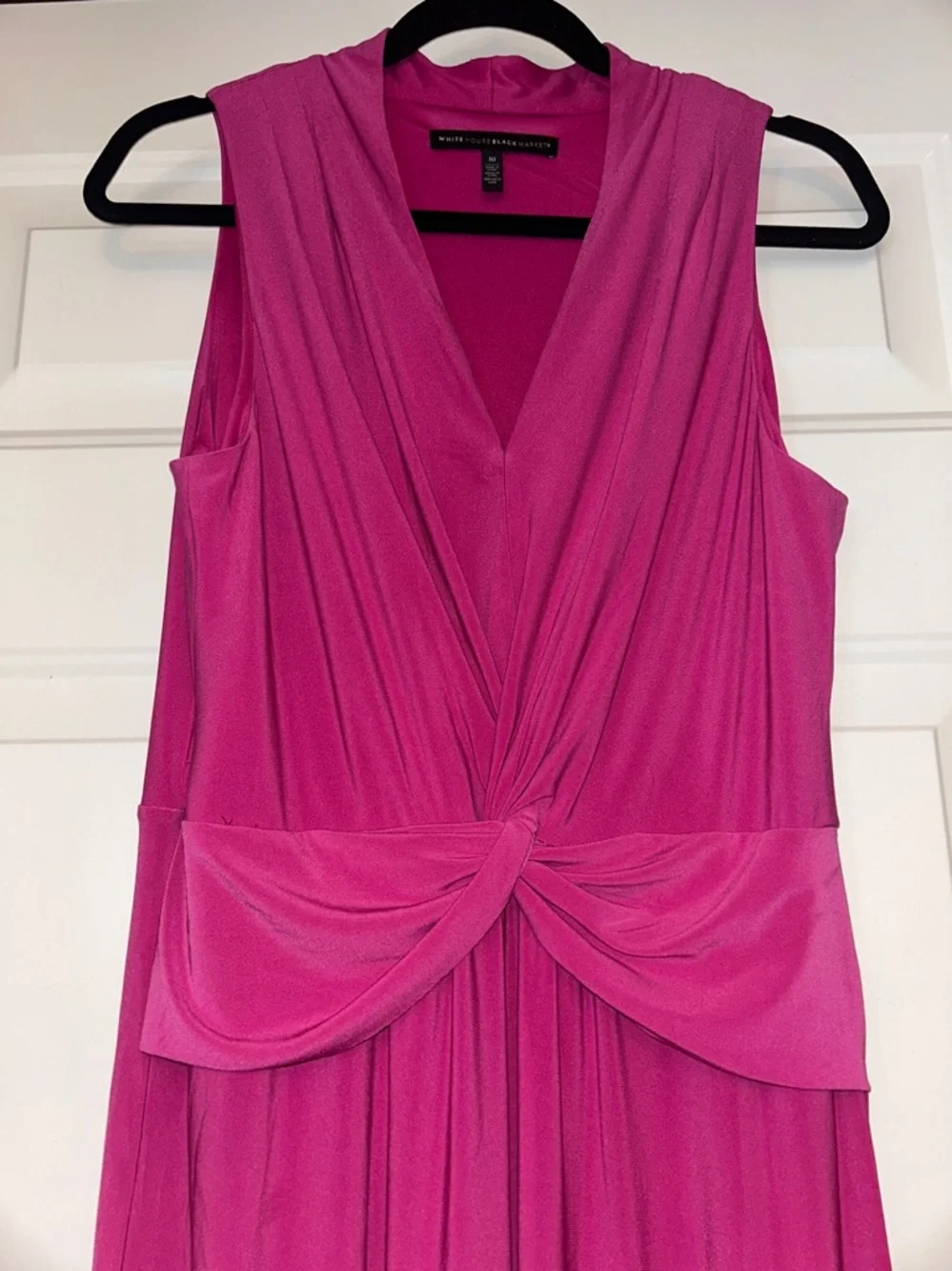 WHBM Sleeveless A-Line Midi Dress 10 Pink Wedding Office Travel Barbie Twist